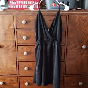 Monteau Black V-Neck Mini Dress
